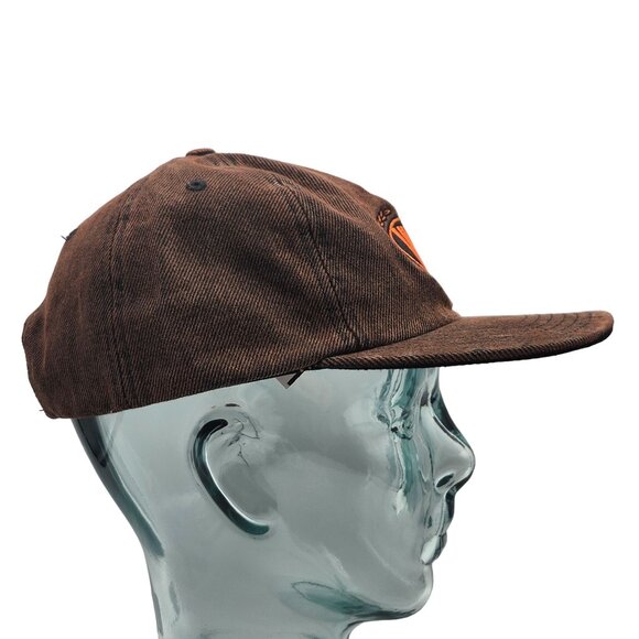 Vans Brown Denim Snapback Hat With Embroidered Orange Logo - Picture 4 of 12